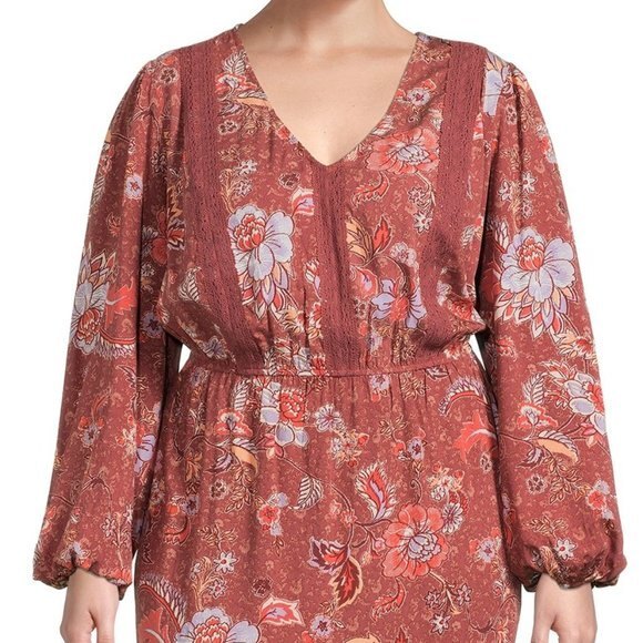 Boho Retro 70 Tiered Dress Floral Rayon Sz XXL NWT - Picture 7 of 9